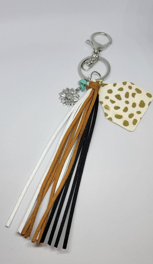 Sunflower Leather Keychain