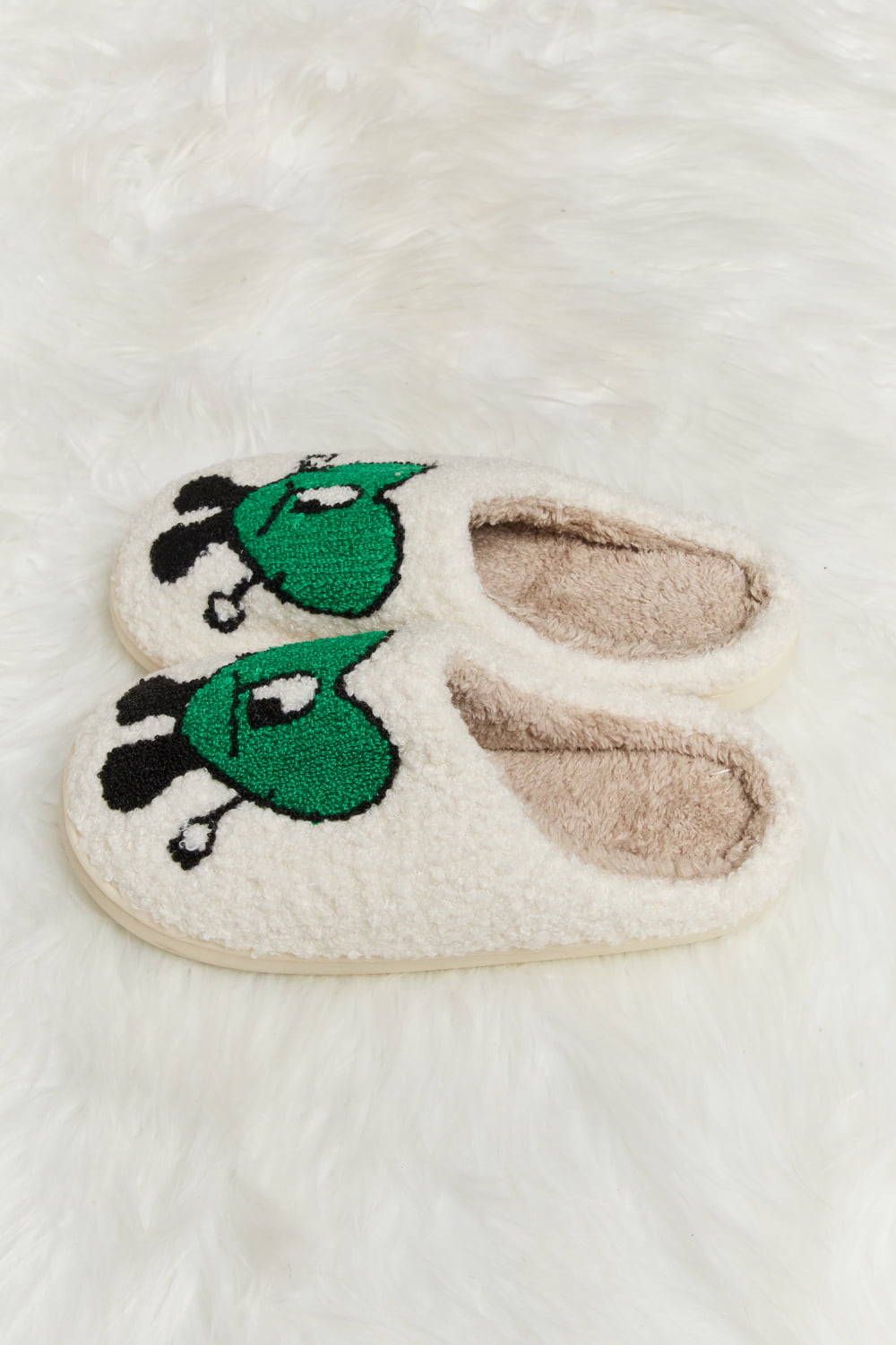 Heart Print Plush Slippers