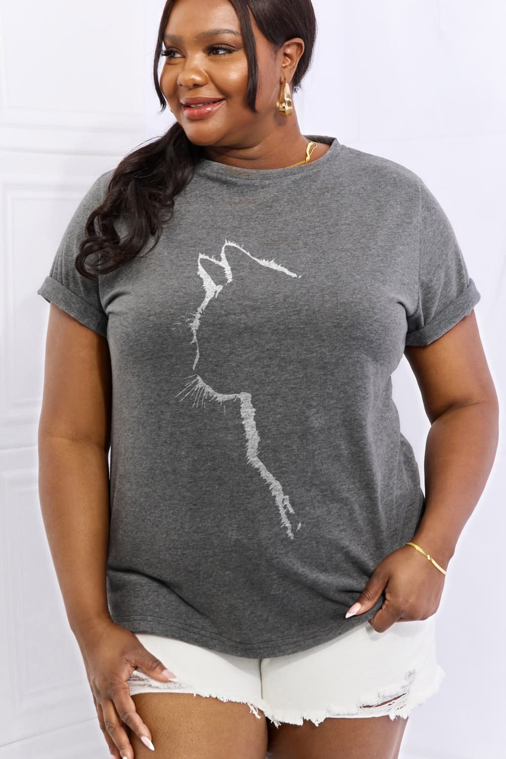 Cat Graphic Cotton Tee