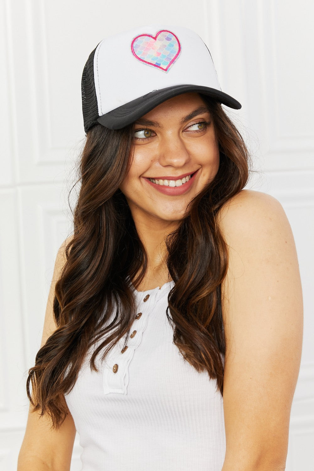 Falling For You Trucker Hat in Black