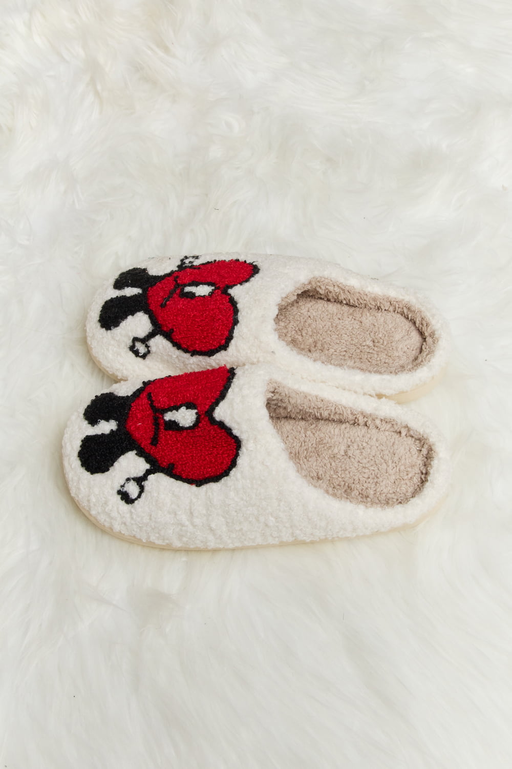 Heart Print Plush Slippers