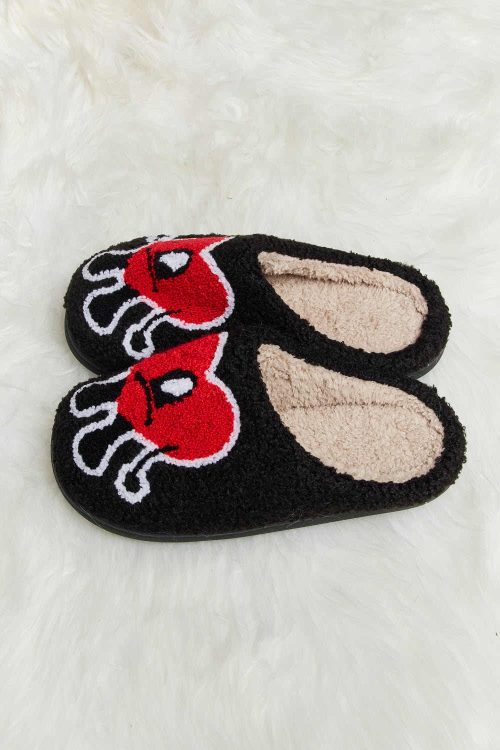 Heart Print Plush Slippers