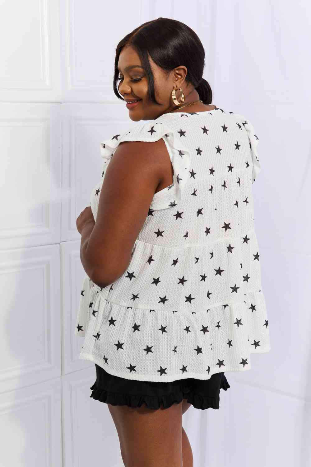 Butterfly Sleeve Star Print Top