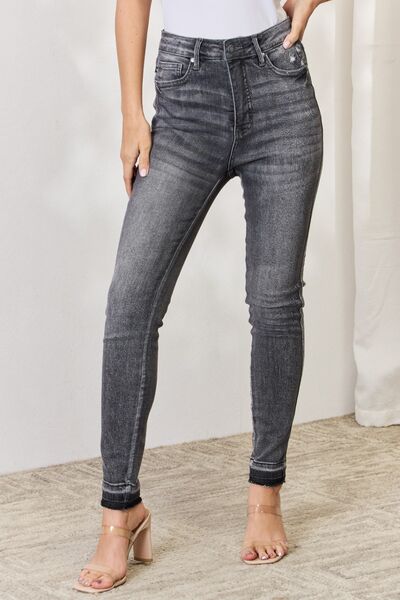 High Waist Tummy Control Release Hem Skinny Jeans by Judy Blue