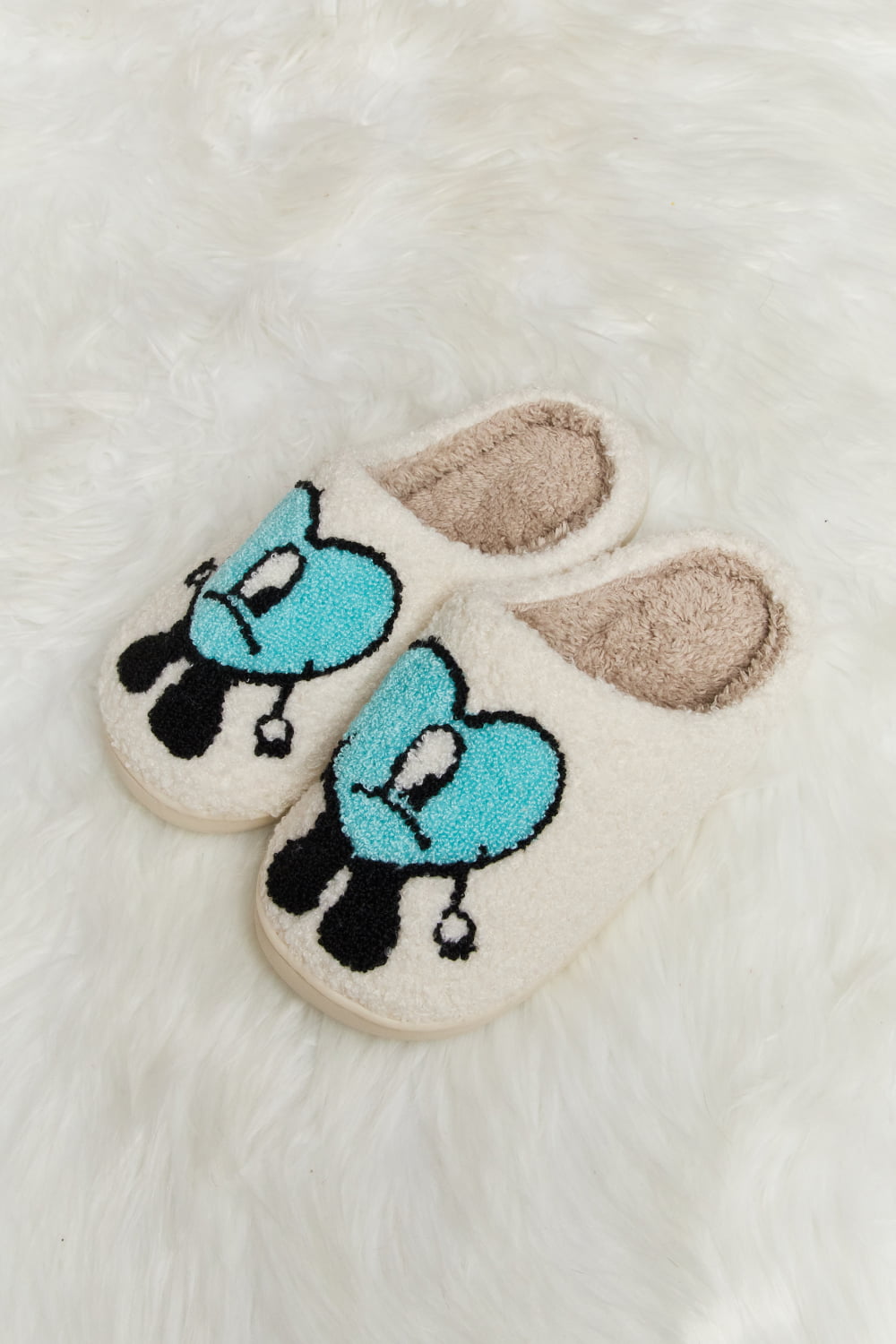 Heart Print Plush Slippers