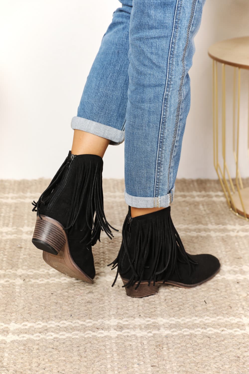 Fringe Cowboy Western Ankle Boots