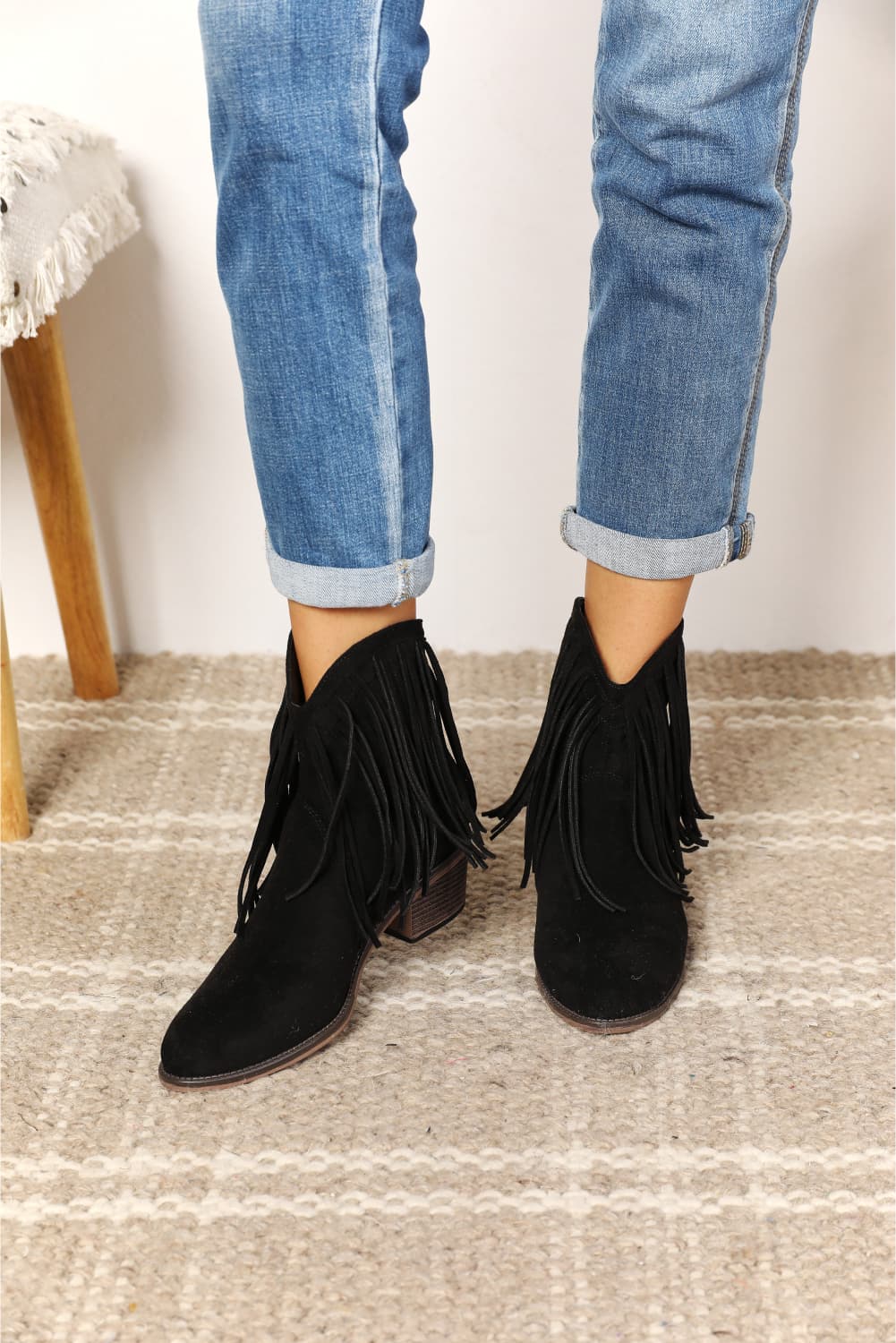 Fringe Cowboy Western Ankle Boots