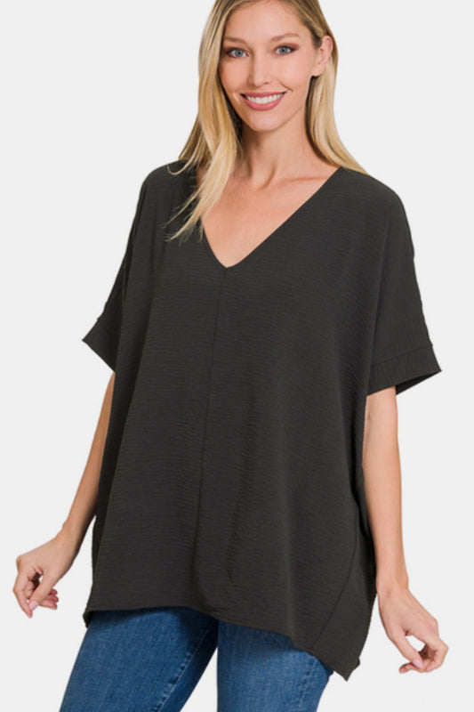 Zenana V-Neck Short Sleeve Top