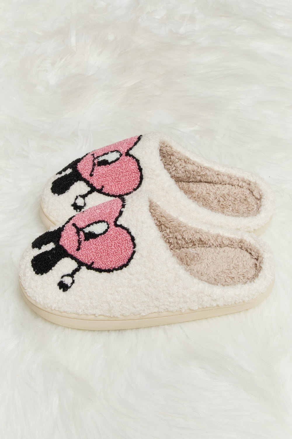 Heart Print Plush Slippers