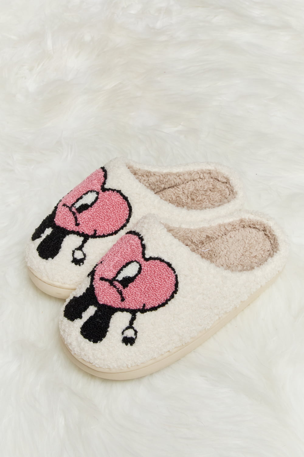 Heart Print Plush Slippers