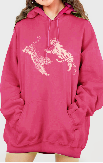 Dropped Shoulder Tiger Graphic Hoodie