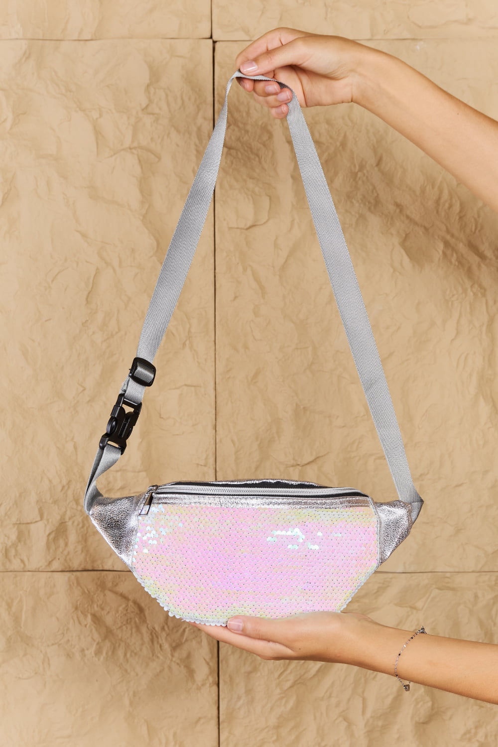 Festival Baby Sequin Front Single Zipper Fanny Pack