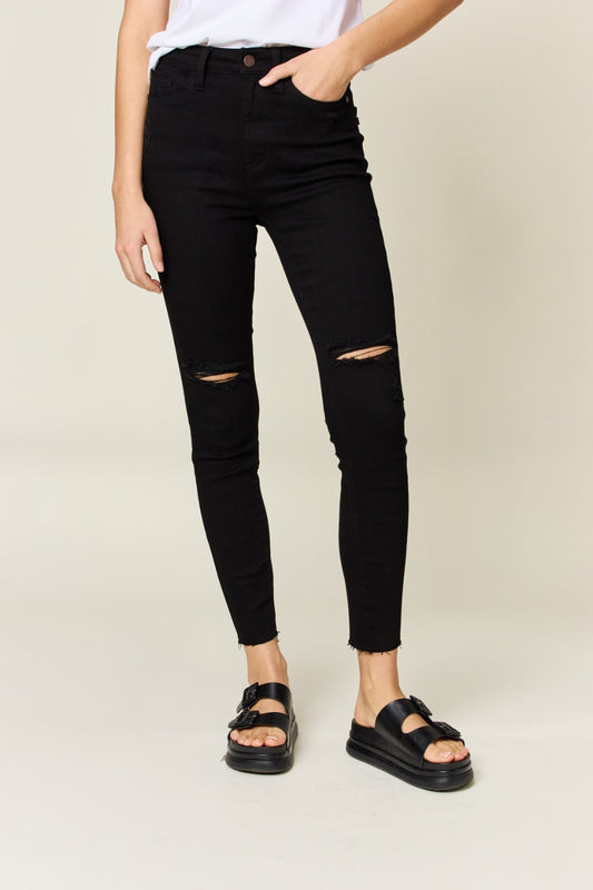 Distressed Tummy Control High Waist Skinny Jeans by Judy Blue