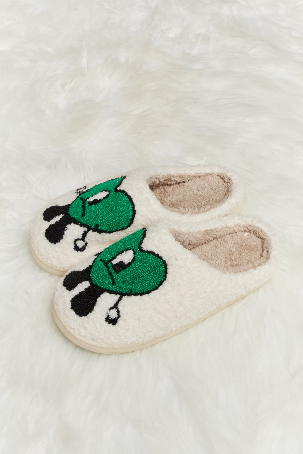 Heart Print Plush Slippers