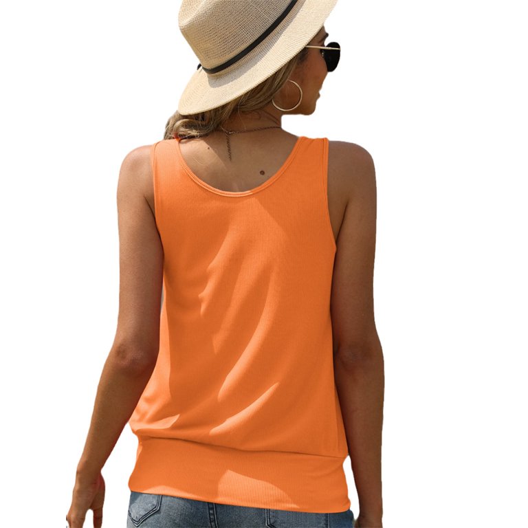 Tangerine Ribbed Sleeveless Tank