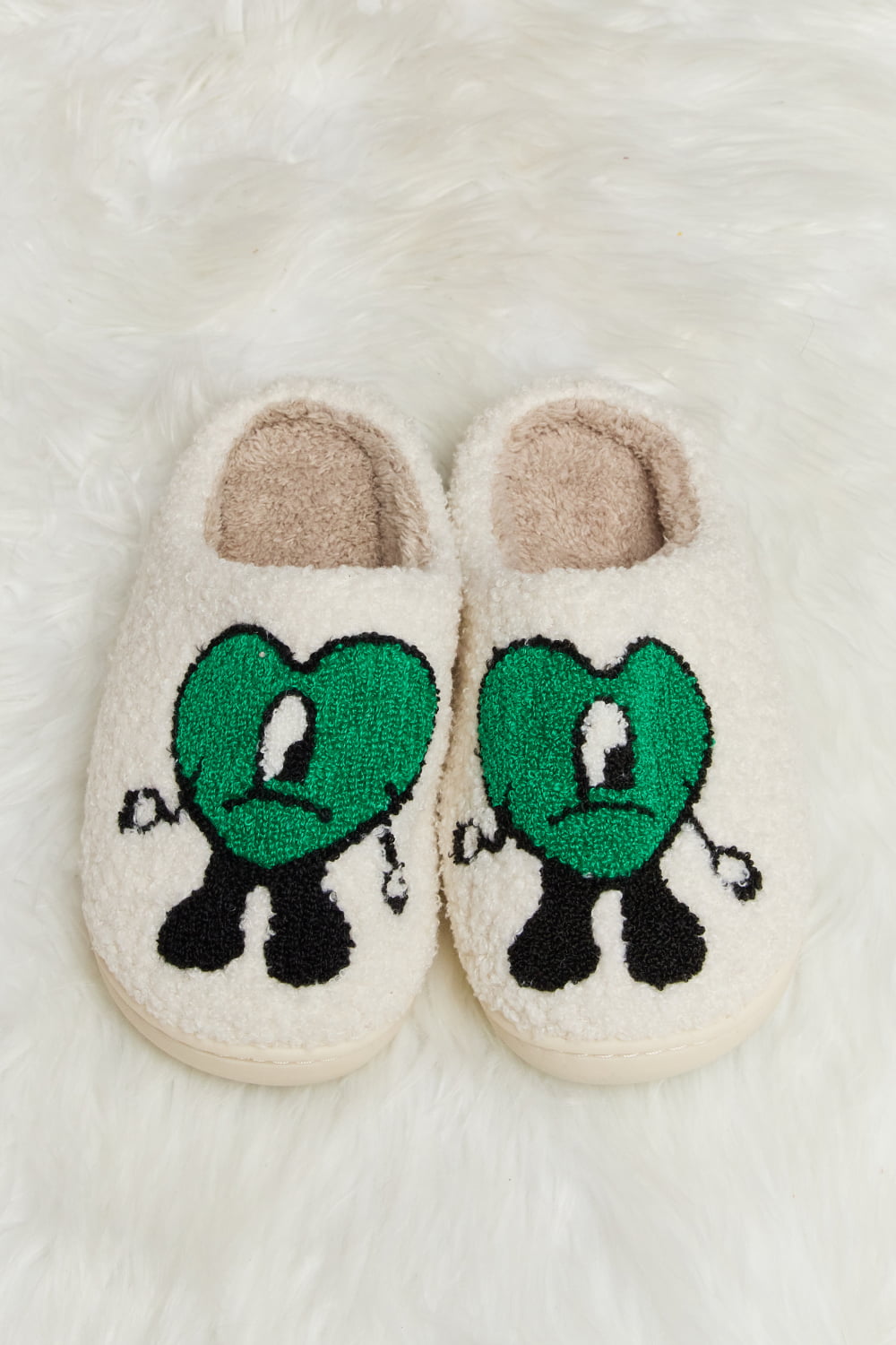 Heart Print Plush Slippers