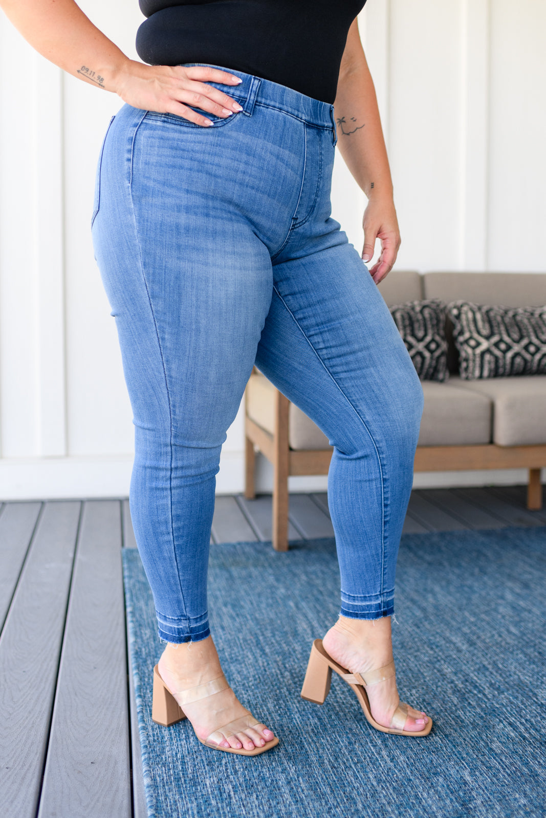 Amanda High Rise Pull on Release Hem Skinny Jean by Judy Blue