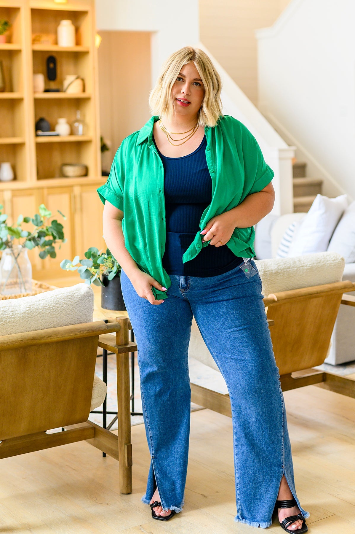 Caitlyn High Rise Split Hem Straight Jeans by Risen