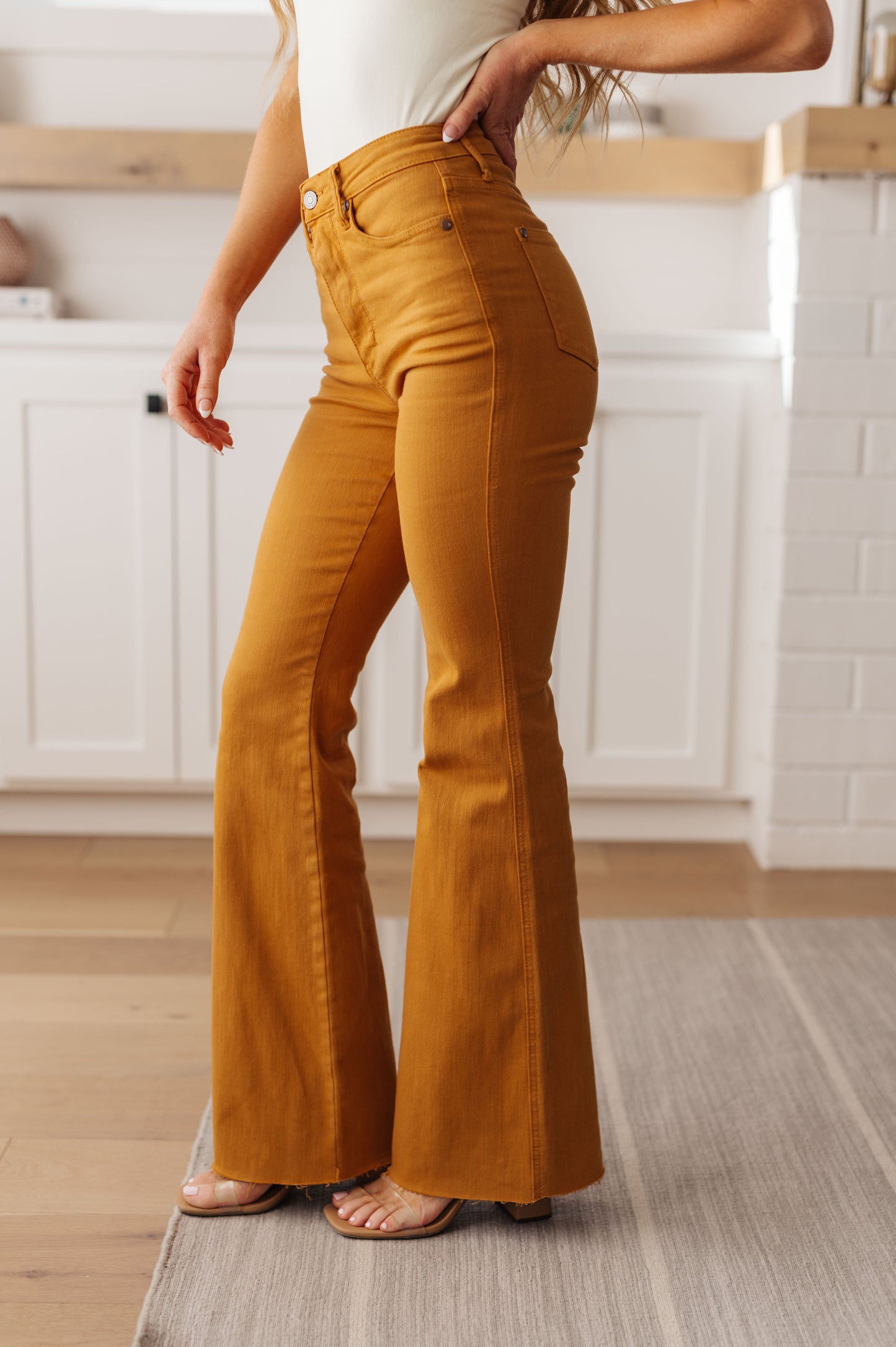 Melinda High Rise Control Top Flare Jeans in Marigold by Judy Blue