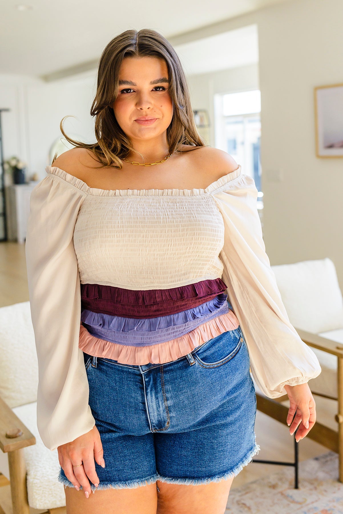 Laverne Smocked Ruffle Blouse