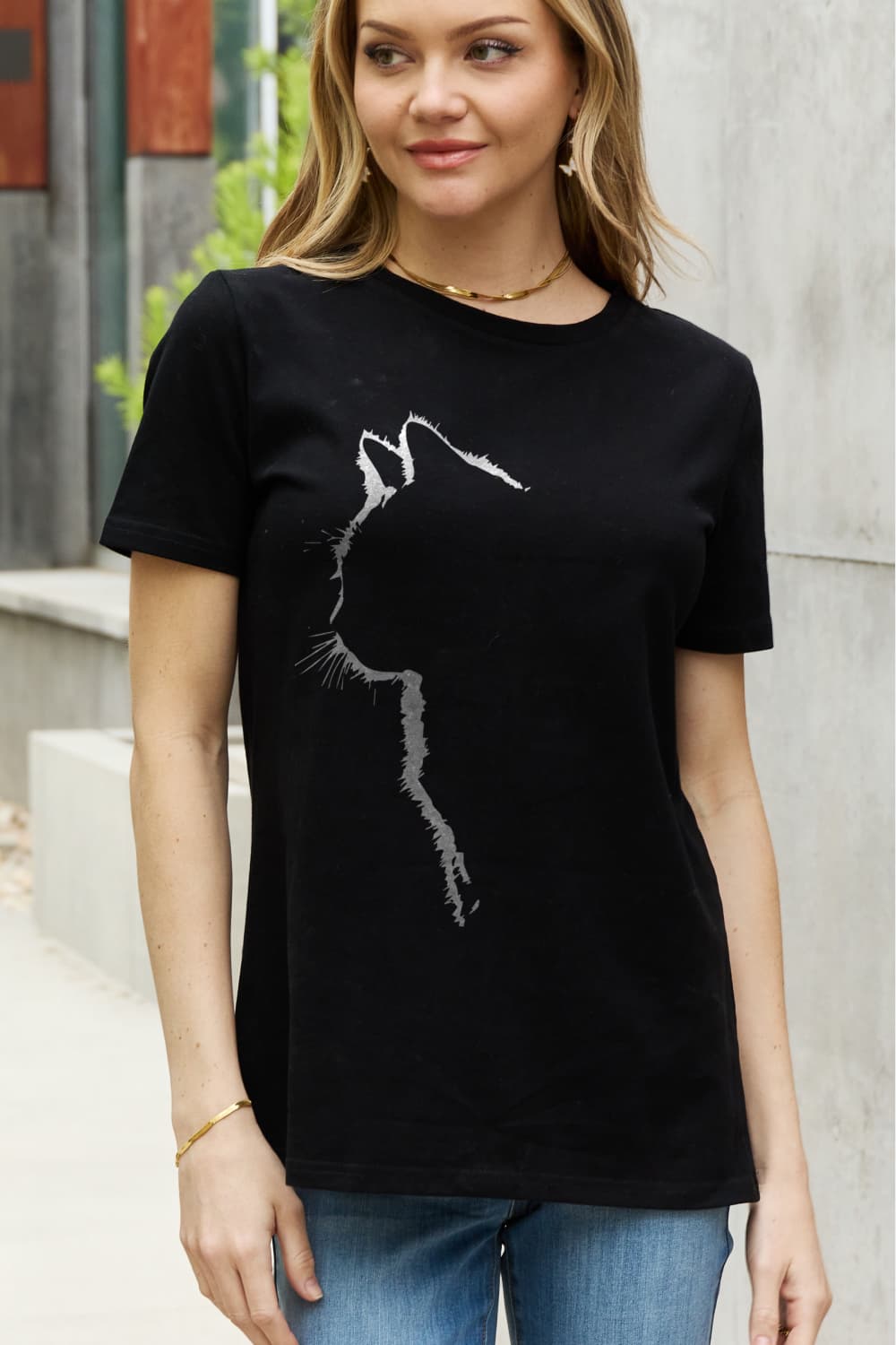 Cat Graphic Cotton Tee