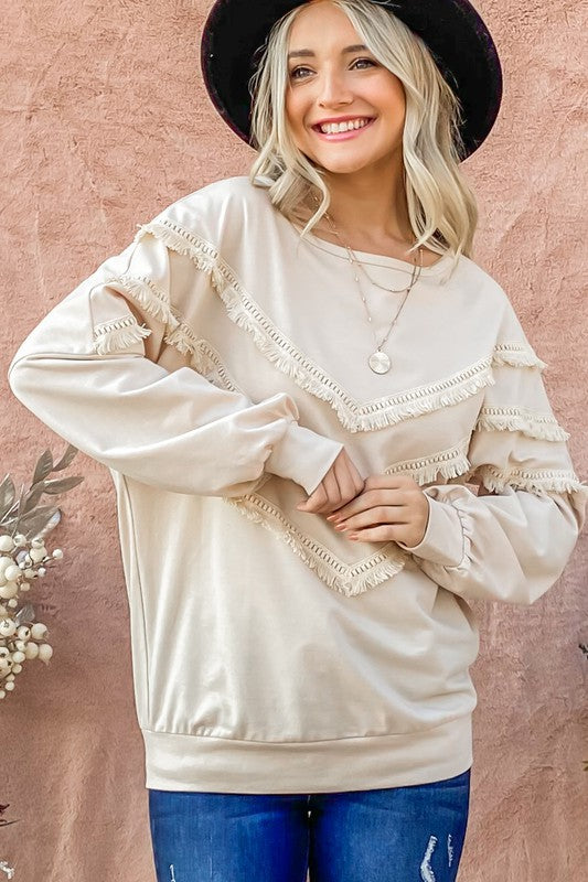 Fringe Detail Pullover Top