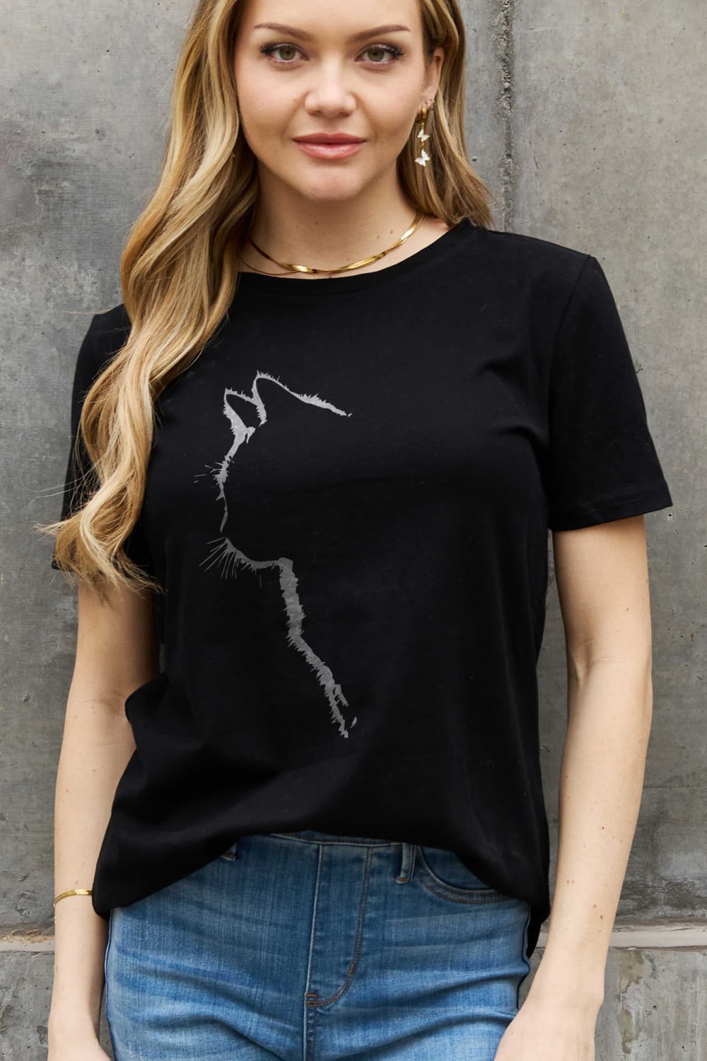 Cat Graphic Cotton Tee