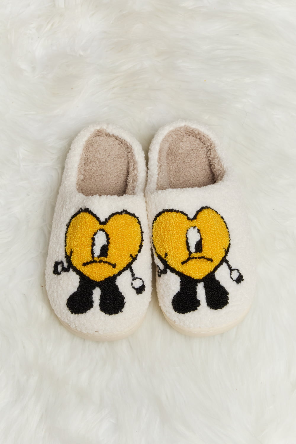 Heart Print Plush Slippers