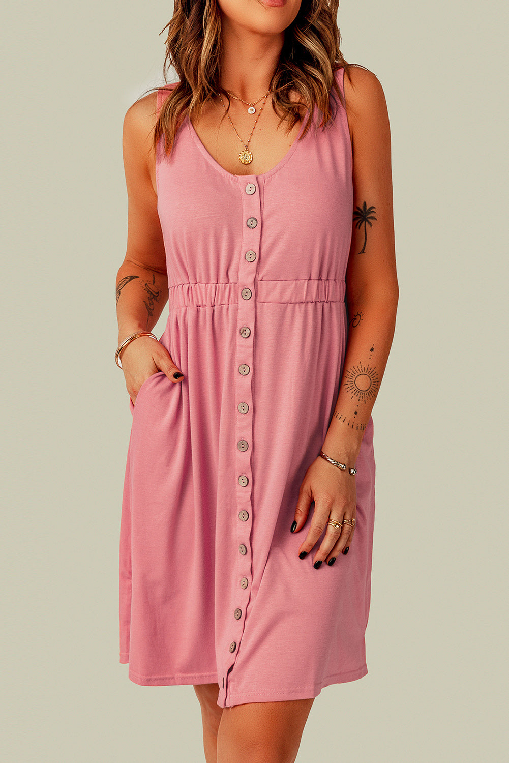 Magic Sleeveless Button Down Mini Dress