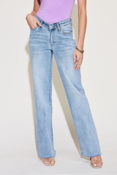 V Front Waistband Straight Jeans by Judy Blue