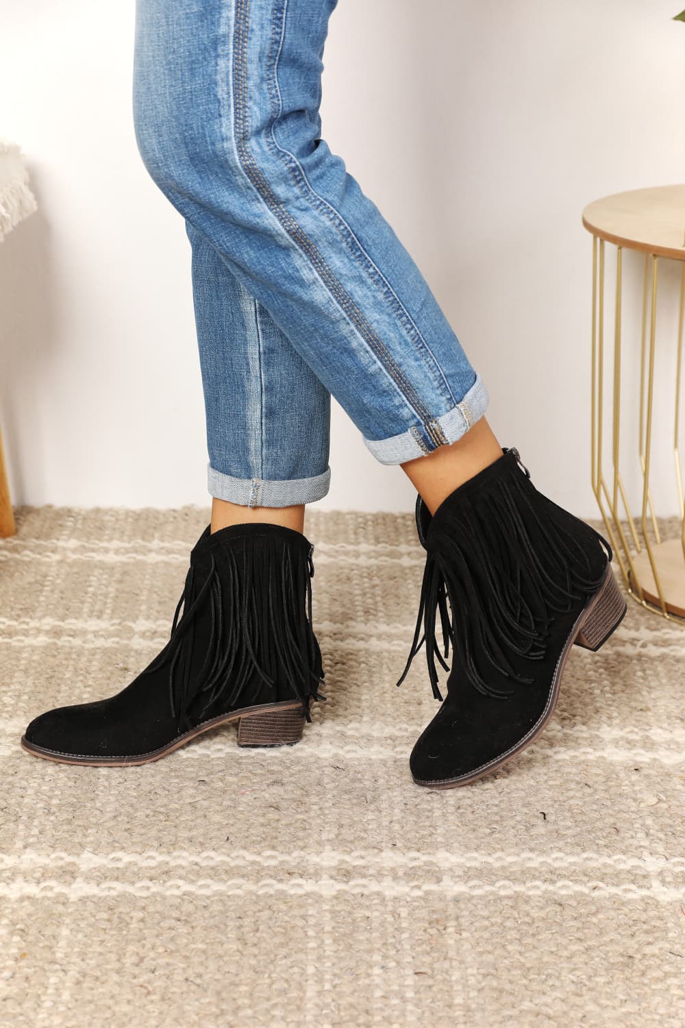 Fringe Cowboy Western Ankle Boots