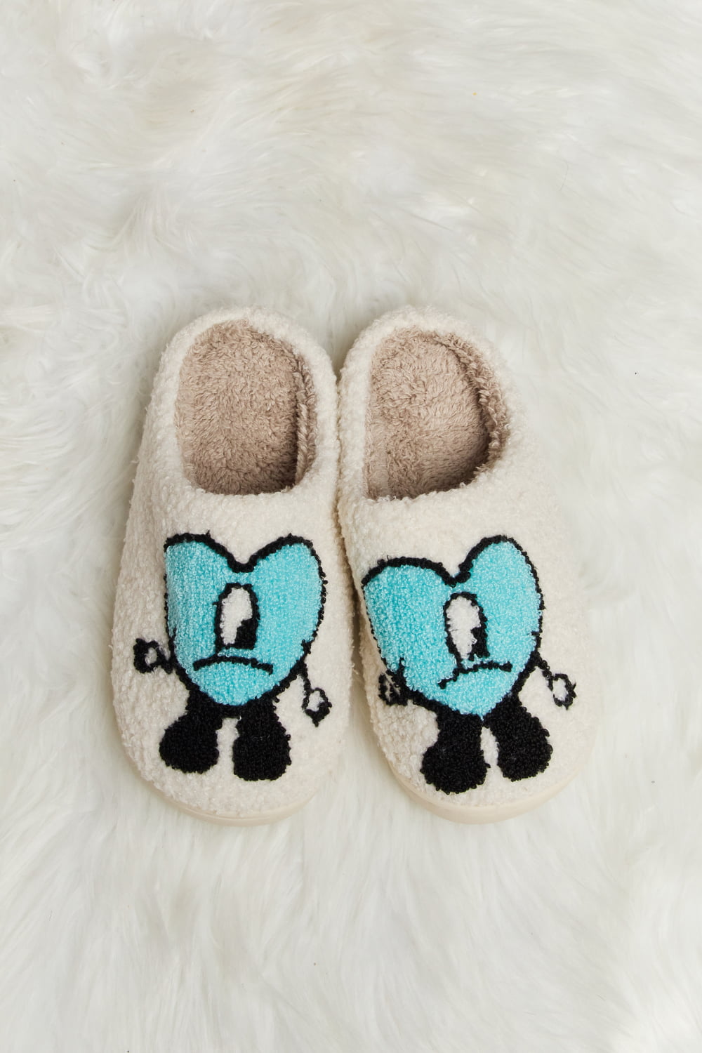 Heart Print Plush Slippers