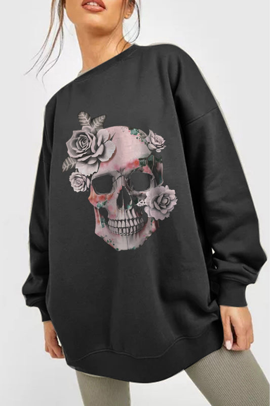 Dropped Shoulder SKULL Graphic Sweatshirt