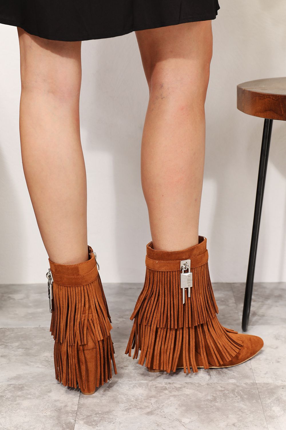 Tassel Wedge Heel Ankle Booties