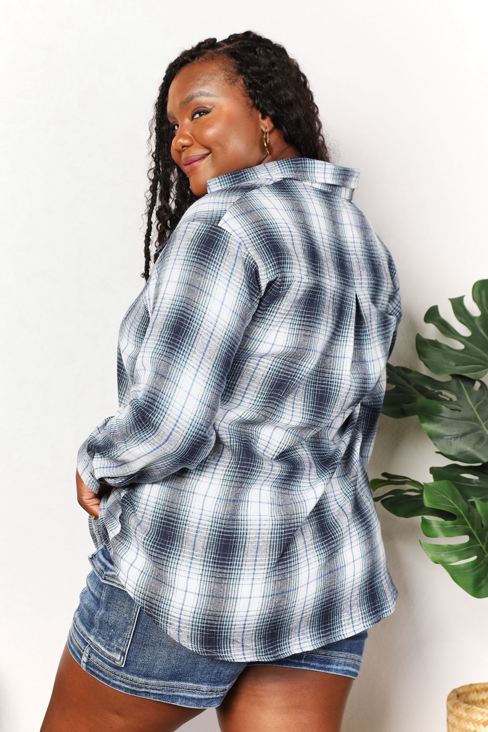 Plaid Dropped Shoulder Shirt