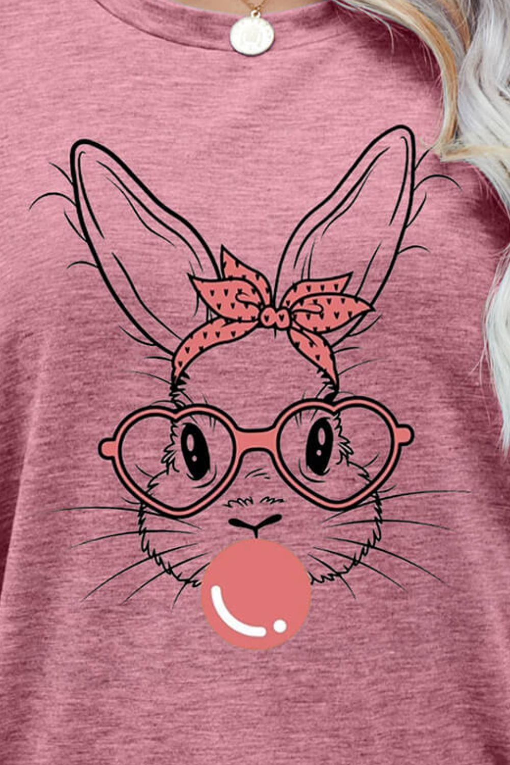 Bunny Gum Graphic Round Neck T-Shirt