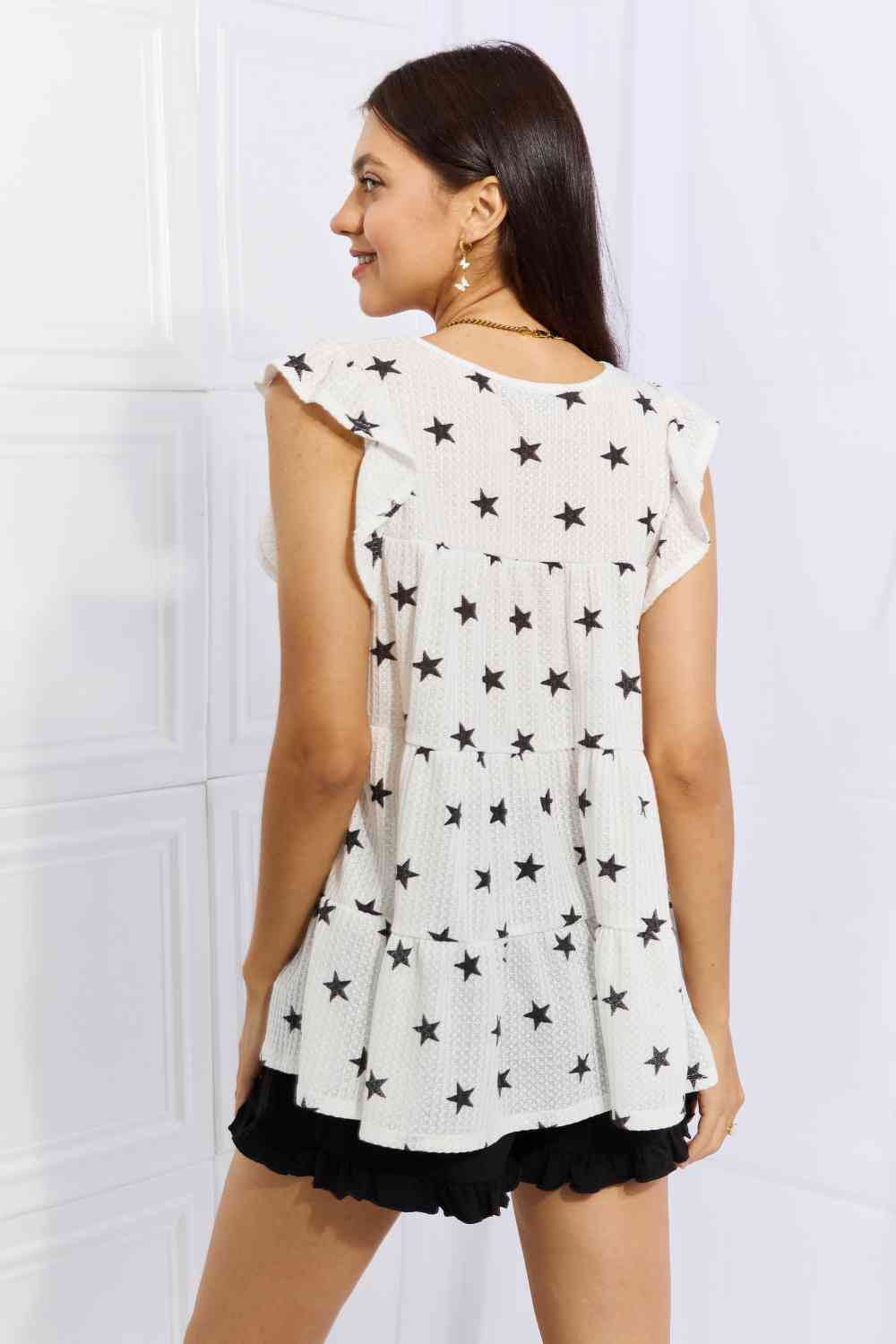 Butterfly Sleeve Star Print Top