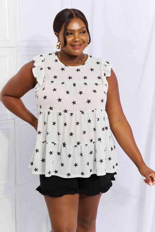 Butterfly Sleeve Star Print Top