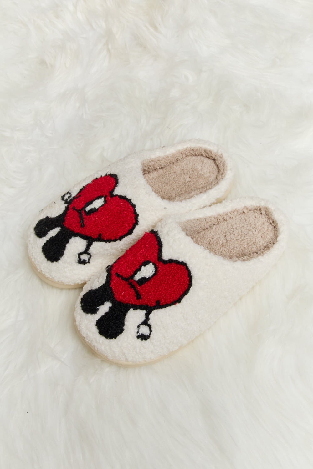 Heart Print Plush Slippers