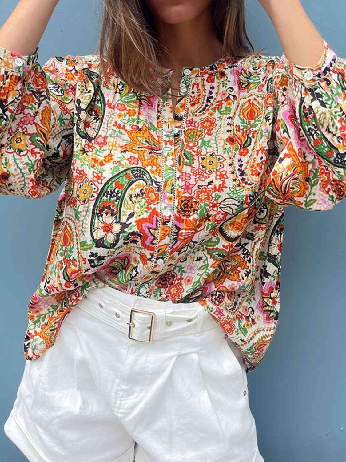 Printed Round Neck Long Sleeve Shirt